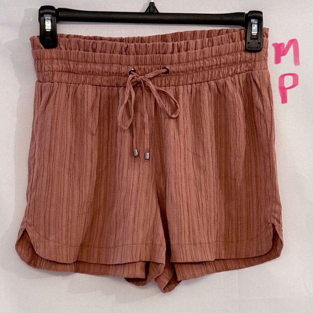 Soho High-Waist Drawstring Shorts in Dusty Rose